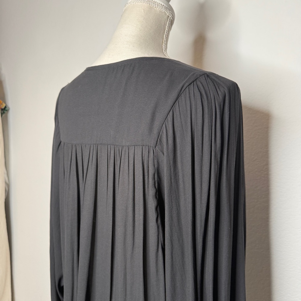 Free People Slouchy Blouse Black Cowl Drape Balloon Sleeve Polyester Size S - Picture 5 of 7